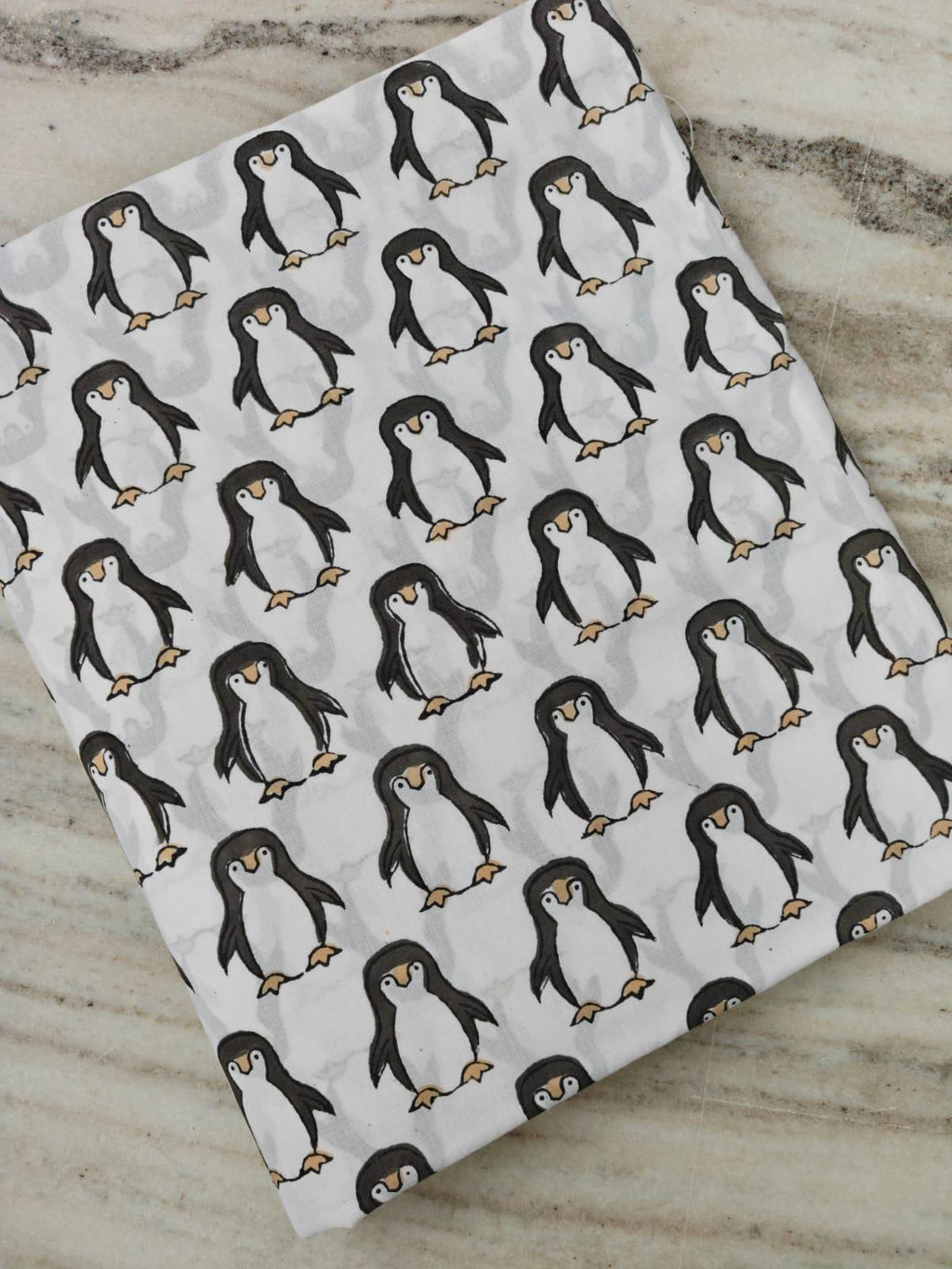 White Black Penguin Print Cotton Fabric by the Yard, Cute Animal Cotton Fabric, Kids Nursery Fabric, Cartoon Penguin Fabric for Quilting