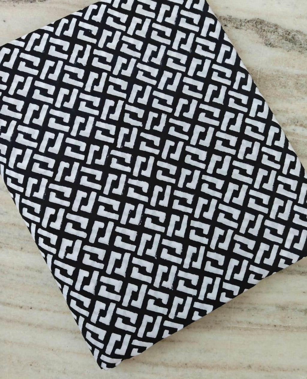 Black White Geometric Cotton Fabric, Modern Abstract Print Fabric, 100% Floral Indian Cotton Fabric by the Yard, Quilting, Sewing Fabric