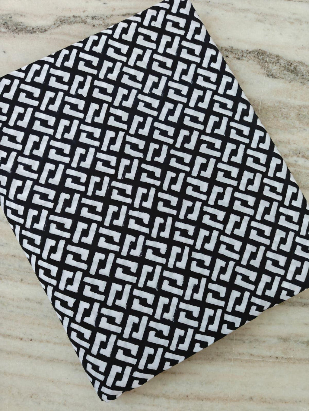 Black White Geometric Cotton Fabric, Modern Abstract Print Fabric, 100% Floral Indian Cotton Fabric by the Yard, Quilting, Sewing Fabric