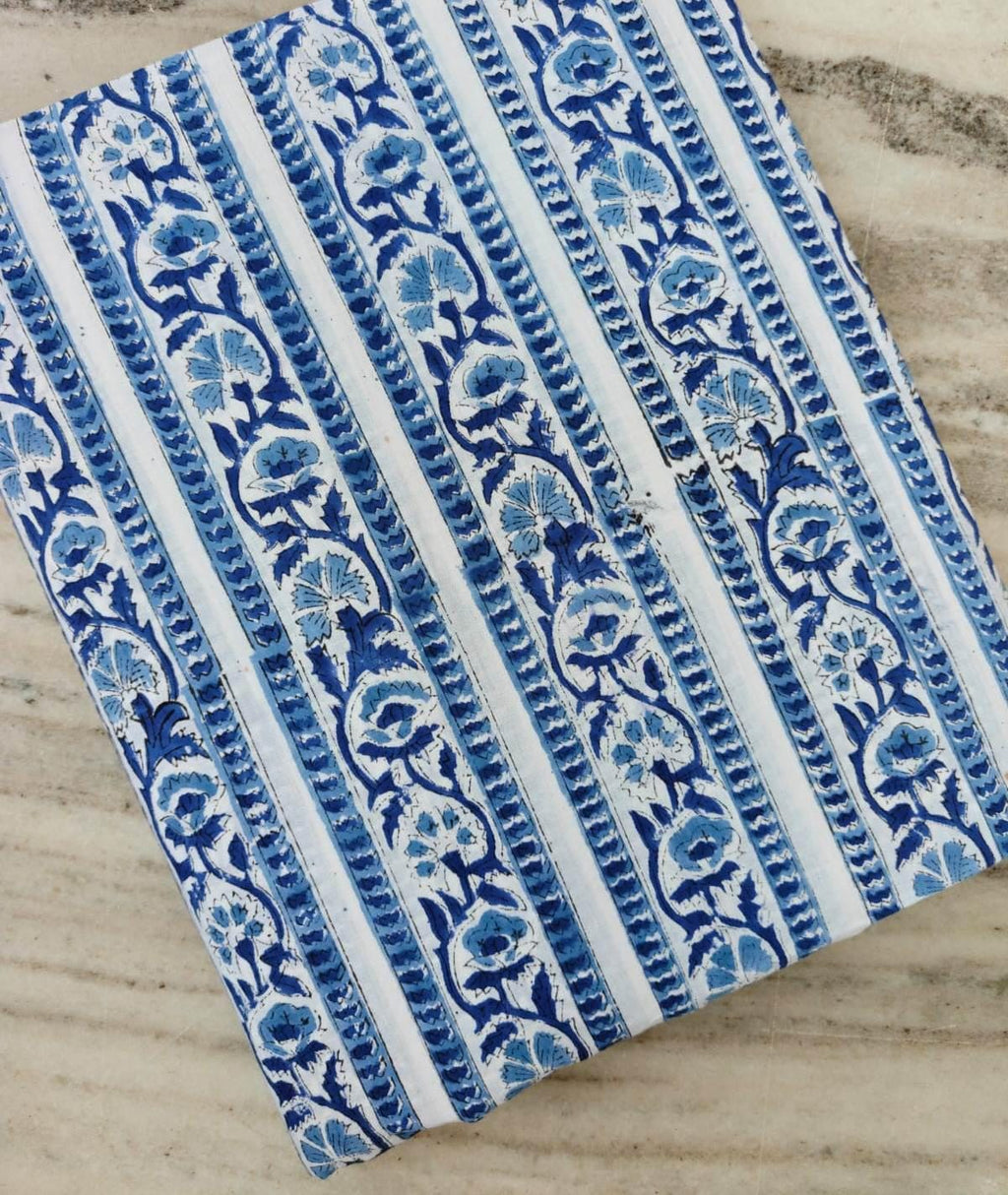 Blue Floral Block Print Cotton Fabric, Indian Hand Block Print Fabric, Indigo Floral Cotton Textile, Sewing & Quilting Fabric, Cotton Napkin