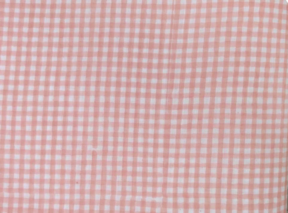 Pink Gingham Cotton Fabric, 100 % Floral Indian Soft Blush Pink & White Checkered Print Fabric, Sewing Quilting Cotton Textile, Loose Fabric