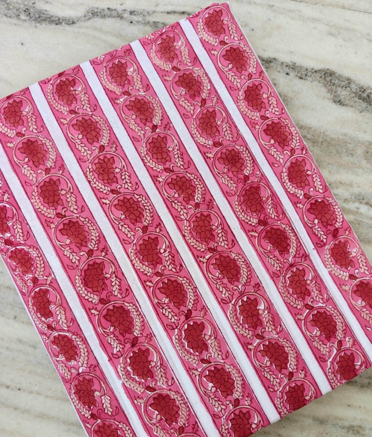 Pink Floral Cotton Fabric, Traditional Paisley Print Fabric, Indian Block Print Cotton, Quilting Fabric, Sewing Fabric by the Yard, Napkins
