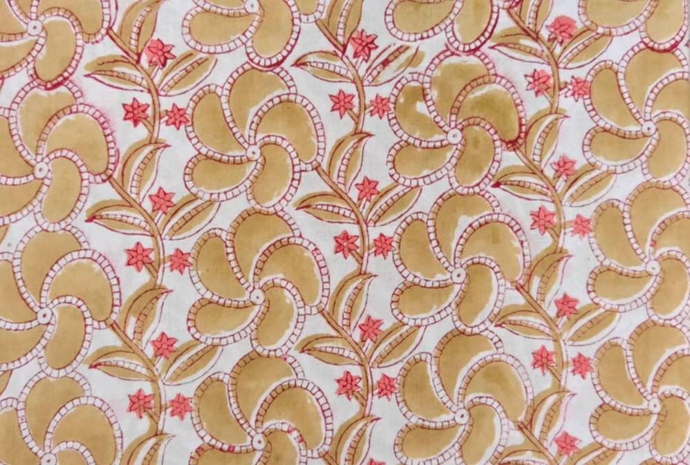 Mustard Floral Cotton Fabric, Indian Block Print Fabric, Floral Print Cotton, Quilting Fabric, Sewing Fabric, Dressmaking Textile, Napkins