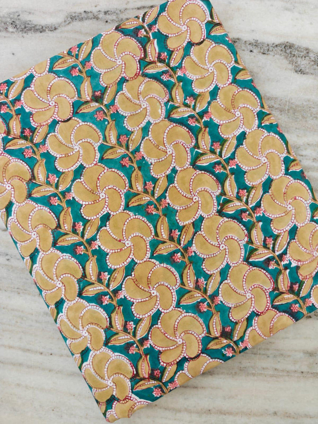 Teal Floral Cotton Fabric, Mustard Yellow Flower Print Fabric, Indian Cotton Fabric, Floral Sewing Fabric, Dressmaking Fabric, Loose Fabric