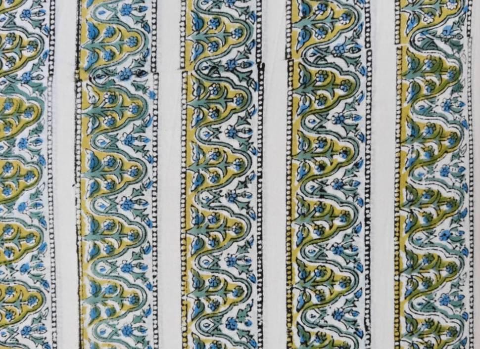 Indian Cotton Fabric, Block Print Fabric, Blue Green Paisley Cotton Textile, Floral Hand Block Print, Craft Sewing Fabric, Loose Fabric