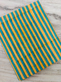 Turquoise Yellow Cotton Fabric, Striped Block Print Fabric, Teal Mustard Cotton Textile, Indian Hand Block Print, Sewing Fabric, Napkins