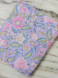 Lavender Floral Cotton Fabric, Pink Blue Green Botanical Print, Indian Inspired Fabric by the Yard, Quilting & Sewing Fabric, Loose Fabric