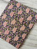 Pink Paisley Floral Cotton Fabric, Navy Blue Printed Cotton, Indian Floral Fabric, Dressmaking Fabric, Quilting & Sewing Material Fabric