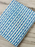 Blue Stripe Cotton Fabric, Blue Dot Print Fabric, White Background Fabric by the Yard, Striped Cotton Craft Sewing Quilting Fabric