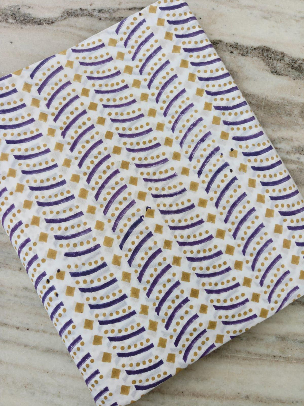 Cotton Fabric by the Yard, Purple & Mustard Geometric Print, Hand Block Print Style Fabric, Boho Cotton Fabric, Sewing Quilting, Napkins