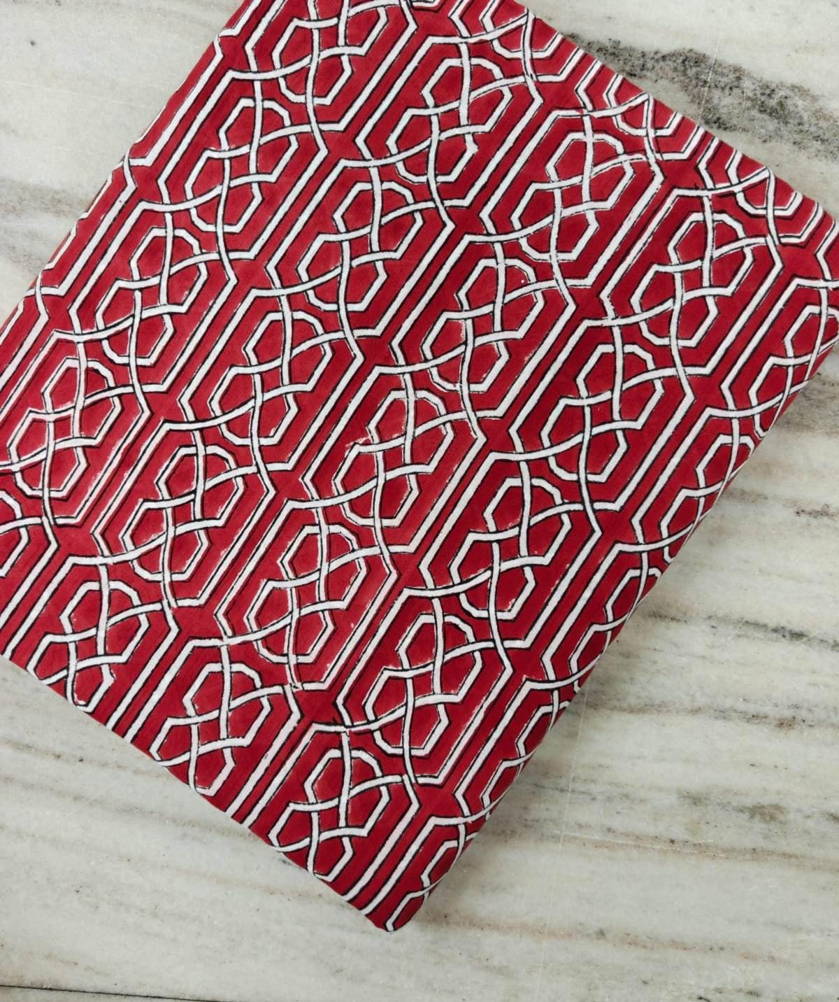Red Geometric Cotton Fabric, Modern Abstract Pattern, Black White & Red Fabric by the Yard, Quilting Sewing Craft Fabric, Loose Fabric