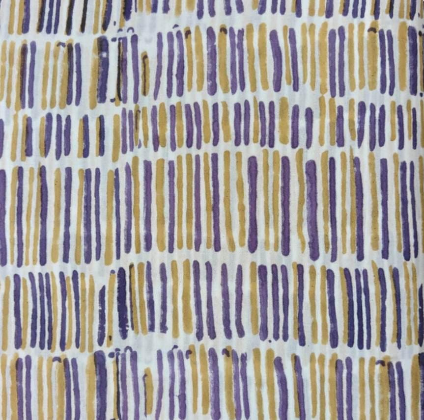 Purple & Mustard Cotton Fabric, Abstract Stripe Pattern, Modern Geometric Fabric, Quilting Sewing Fabric by the Yard, Loose Running Fabric