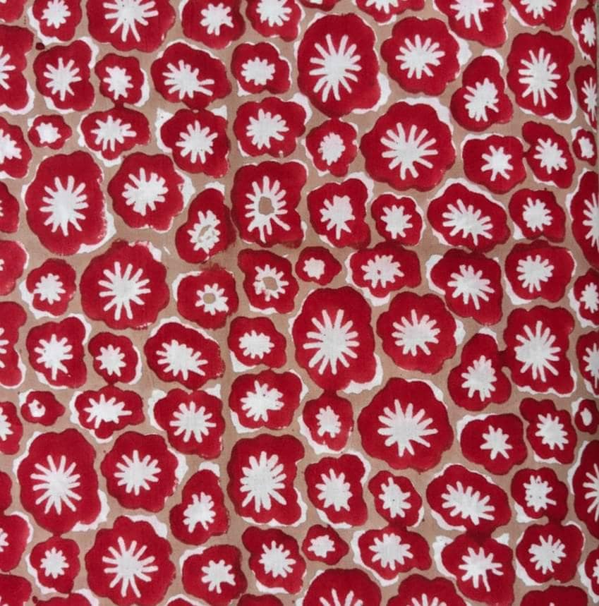 Red White Floral Cotton Fabric | Indian Floral Print Fabric | Cotton Sewing Fabric | Quilting Fabric | Craft & Dressmaking Loose Fabric