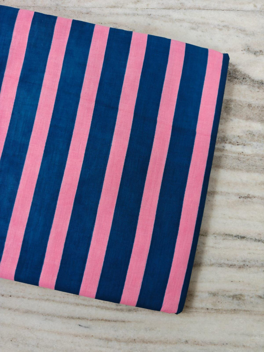 Pink & Navy Blue Striped Cotton Fabric | Vertical Stripe Textile | Sewing Quilting Fabric | Apparel Home Décor Fabric | Home Decor Napkins