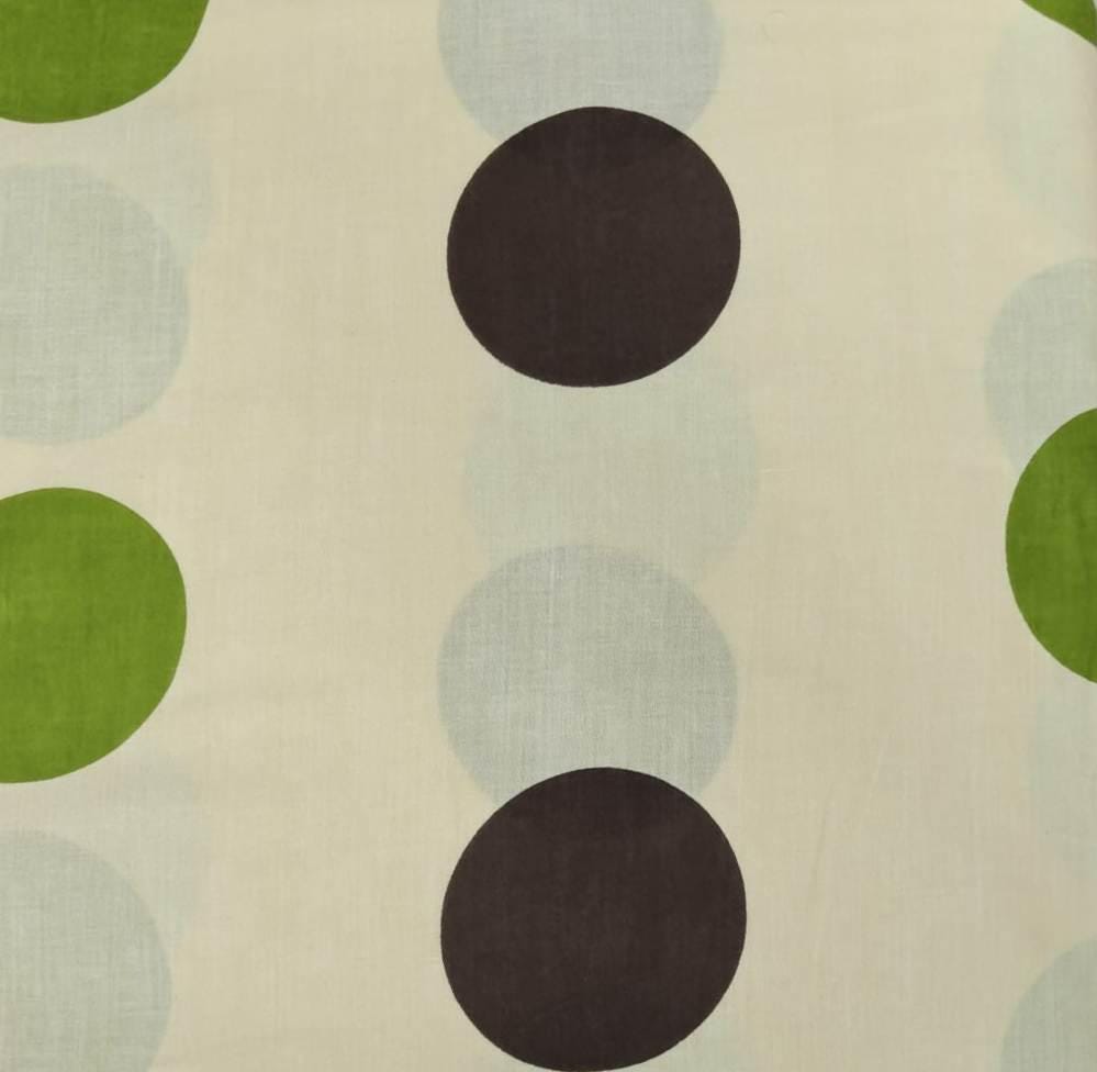 Cream Cotton Fabric with Large Polka Dots | Green Brown & Pale Blue Circle Print | Modern Retro Fabric | Sewing  Quilting Fabric