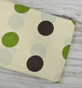 Cream Cotton Fabric with Large Polka Dots | Green Brown & Pale Blue Circle Print | Modern Retro Fabric | Sewing  Quilting Fabric