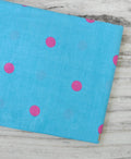 Turquoise Blue Cotton Fabric with Pink Polka Dots, Bright Retro Dot Print Fabric, Modern Quilting Sewing Fabric, Fun Home Decor Textile
