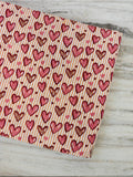 Pink Heart Cotton Fabric, Red and Blush Hearts on Cream Stripes, Romantic Valentine Fabric, Cute Love Print Quilting Sewing Fabric