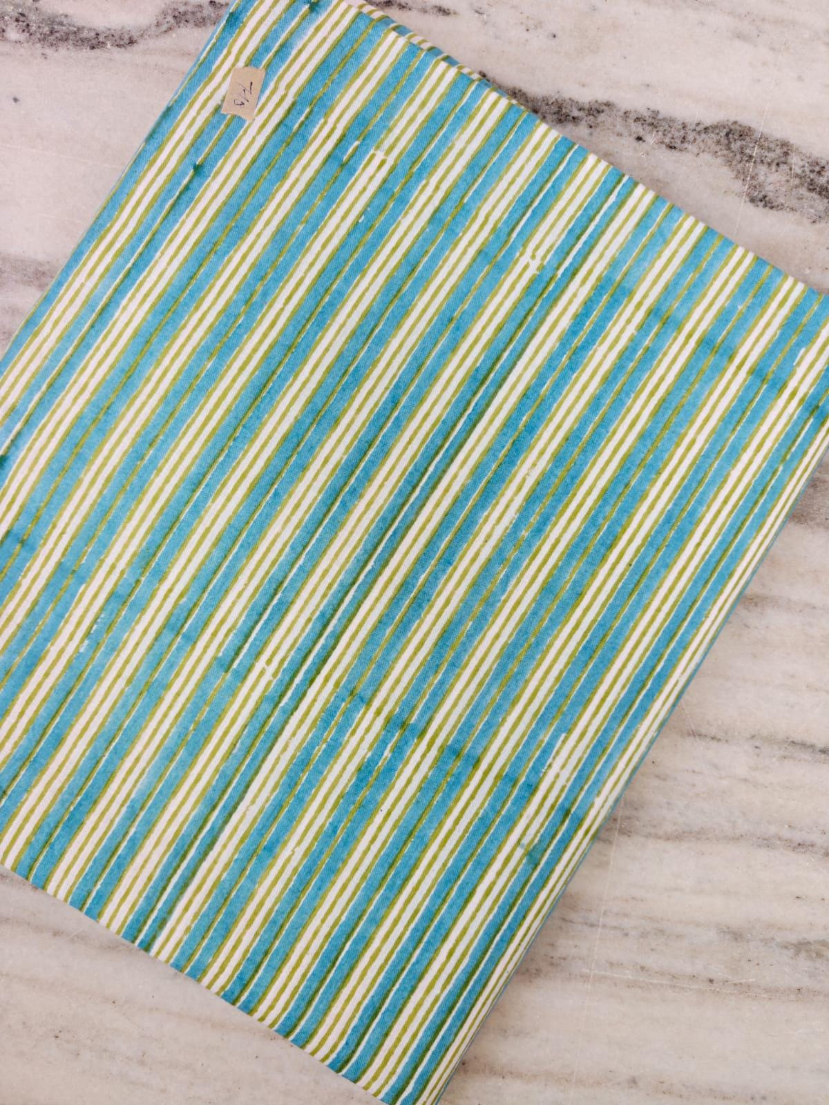 Blue Green Stripe Cotton Fabric, Teal & Olive Green Striped Fabric, Modern Cotton Fabric for Quilting, Sewing Crafts, Loose Running Fabric