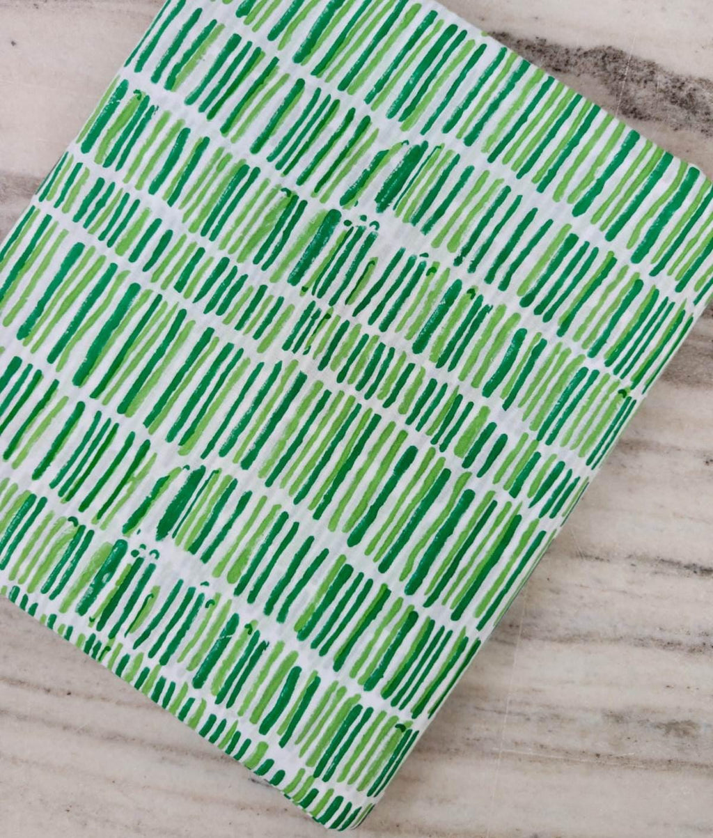 Green & White Brush Stripe Cotton Fabric, Hand Painted Look, Green Striped Fabric, Quilting Cotton, Sewing Fabric, Craft Fabric, Napkins