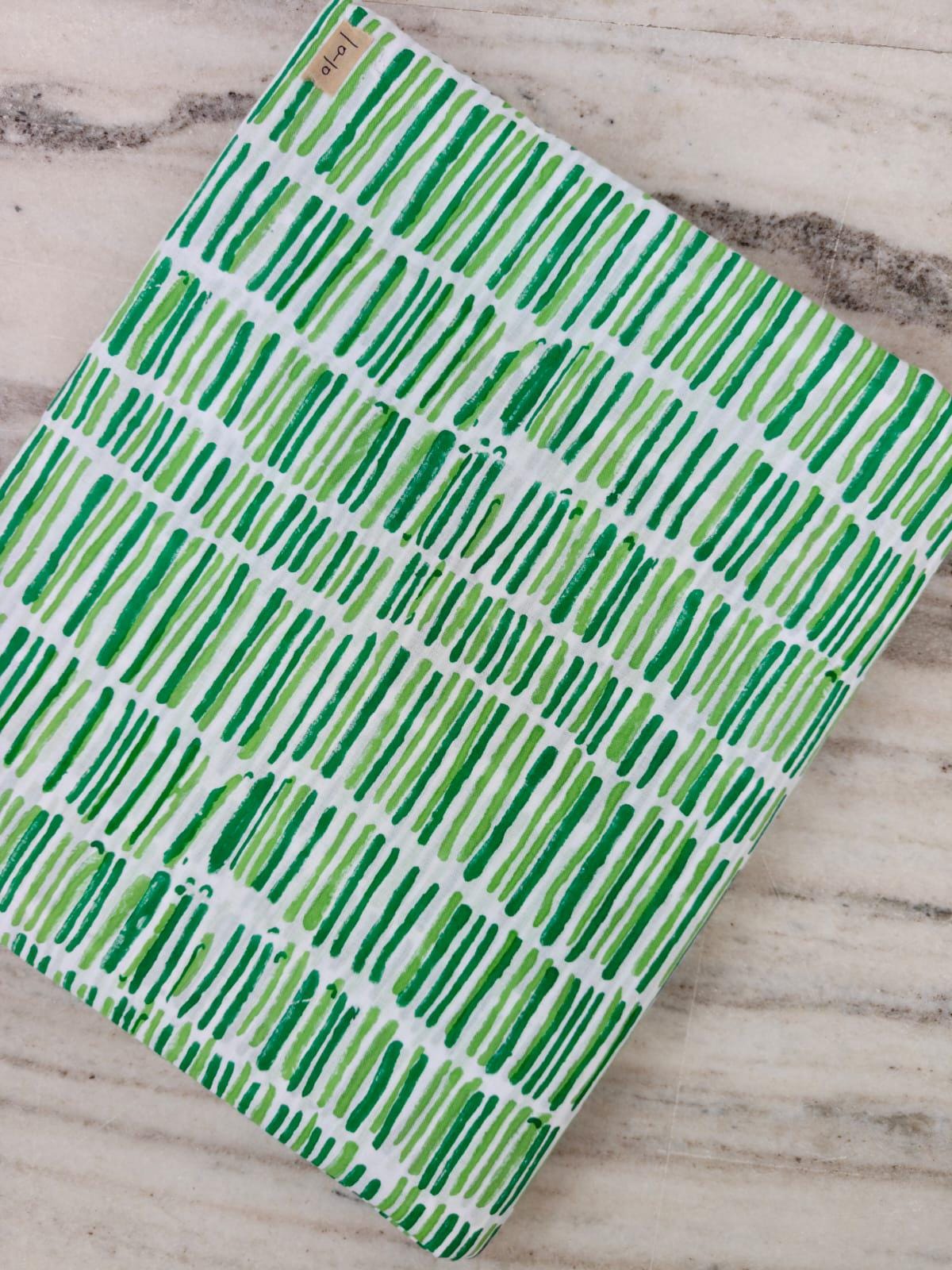 Green & White Brush Stripe Cotton Fabric, Hand Painted Look, Green Striped Fabric, Quilting Cotton, Sewing Fabric, Craft Fabric, Napkins
