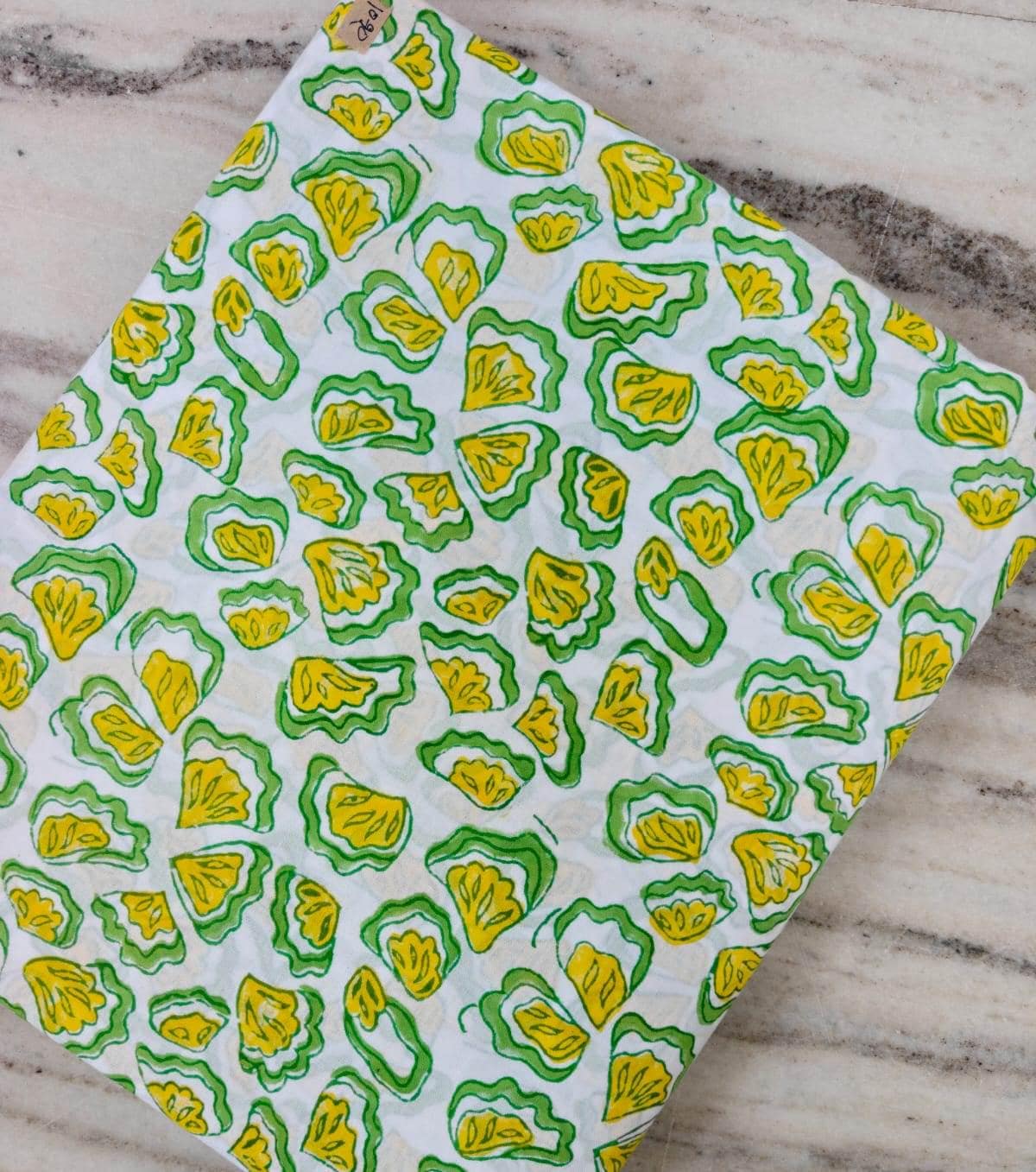 Green & Yellow Floral Cotton Fabric, Hand Painted Floral Print, Botanical Fabric, Quilting Cotton, Sewing Fabric, Craft Fabric, Napkins