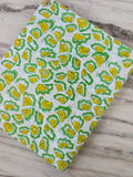 Green & Yellow Floral Cotton Fabric, Hand Painted Floral Print, Botanical Fabric, Quilting Cotton, Sewing Fabric, Craft Fabric, Napkins
