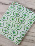 Green Floral Cotton Fabric | Indian Block Print Fabric | Hand Printed Cotton Textile | White Green Floral Fabric | Sewing & Quilting Fabric