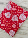 Red Floral Cotton Fabric | White & Pink Flower Print | Orange Leaf Design | Indian Cotton Fabric | Sewing Quilting Fabric | Loose Fabric