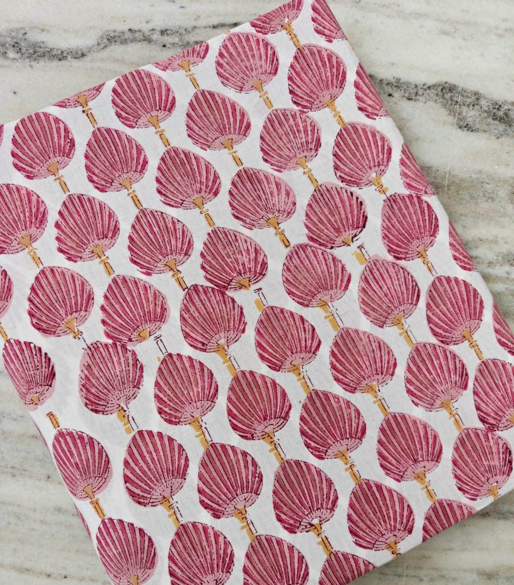 Pink Seashell Cotton Fabric Ocean Shell Print Fabric Beach Theme Fabric Nautical Fabric by Yard Coastal Decor Textile Summer Sewing Fabric