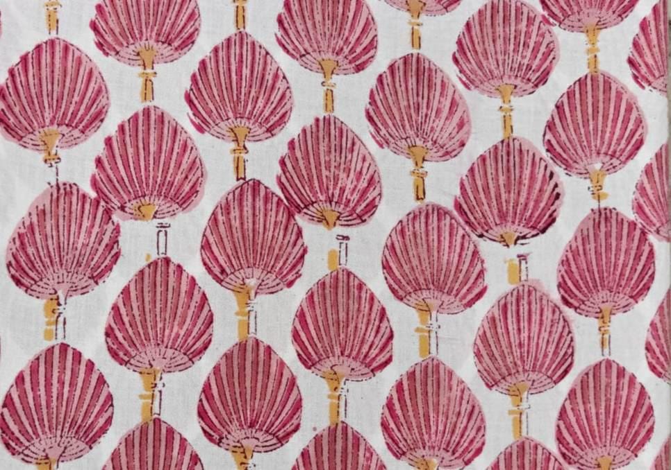Pink Seashell Cotton Fabric Ocean Shell Print Fabric Beach Theme Fabric Nautical Fabric by Yard Coastal Decor Textile Summer Sewing Fabric