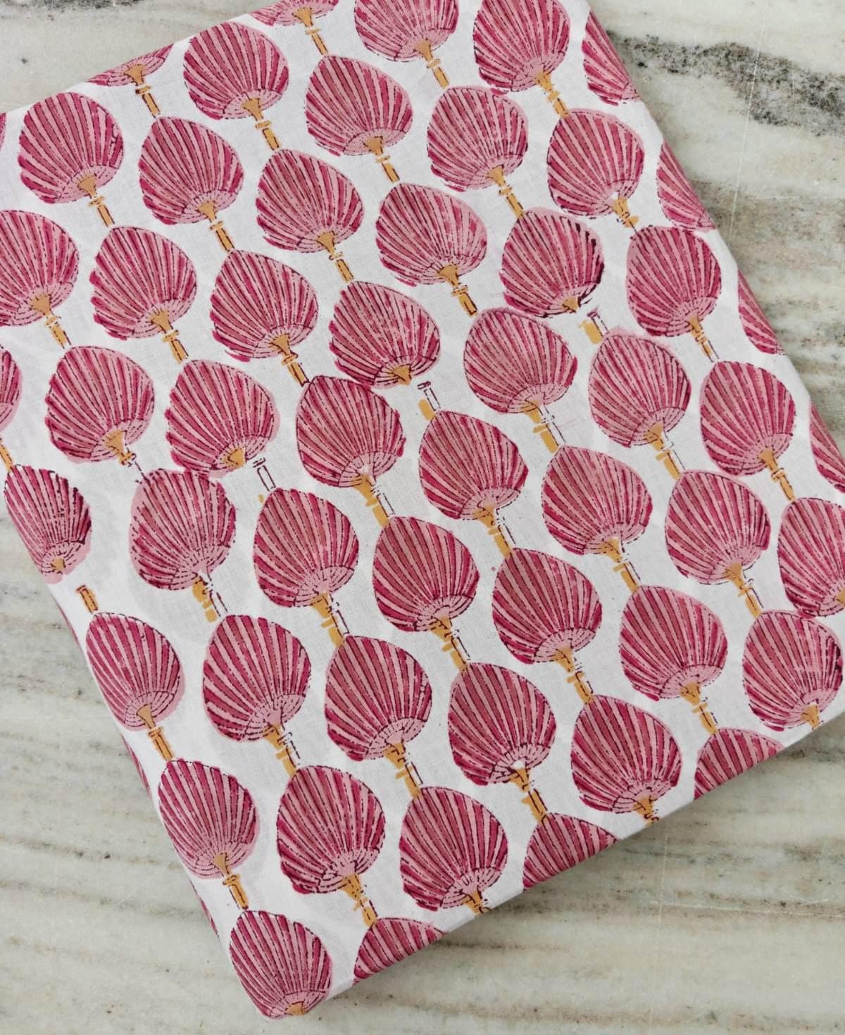 Pink Seashell Cotton Fabric Ocean Shell Print Fabric Beach Theme Fabric Nautical Fabric by Yard Coastal Decor Textile Summer Sewing Fabric