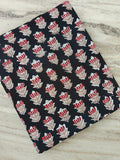 Black Cotton Fabric with Red Floral Block Print | Indian Cotton Fabric | Floral Cotton Textile | Sewing Fabric | Dressmaking Fabric