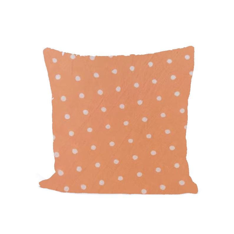 Peach Polka Dot Cushion Cover, White Dot Cotton Pillow Cover, Cute Minimalist Throw Pillow, Modern Boho Home Decor, Handmade Pillow Case