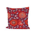 Red Floral Cushion Cover, Block Print Pillow Cover, Indian Cotton Throw Pillow, Red Blue Botanical Decor, Boho Floral Home Decor Pillow Gift