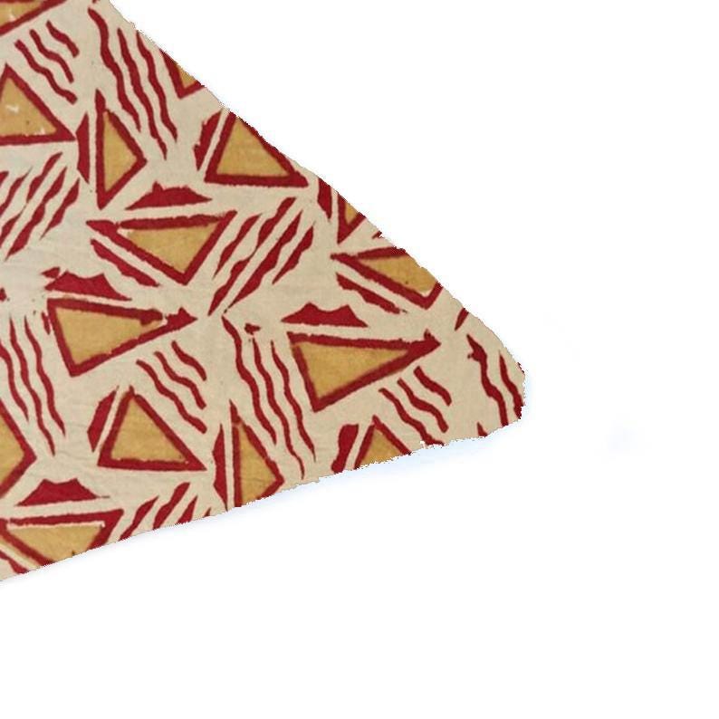 Red Mustard Cushion Cover Fabric, Geometric Triangle Block Print, Indian Cotton Fabric, Handmade Pillow Cover, Boho Home Decor Sewing Fabric