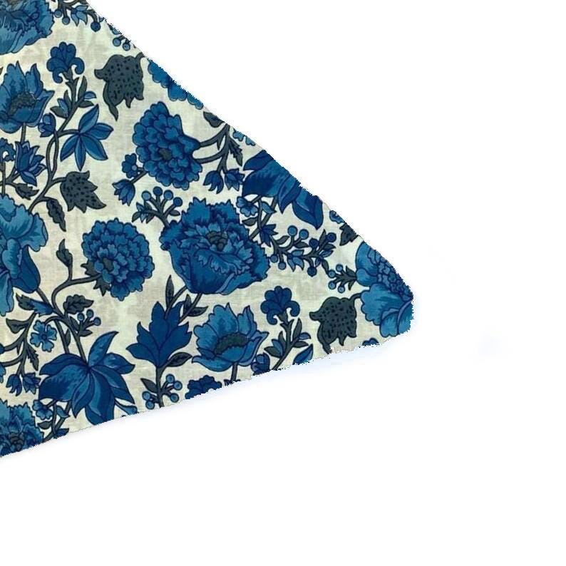 Blue Floral Cotton Fabric by the Yard, Hand Block Print Fabric, Cushion Cover Fabric, Pillow Cover Fabric, Indian Textile, Quilting Cotton