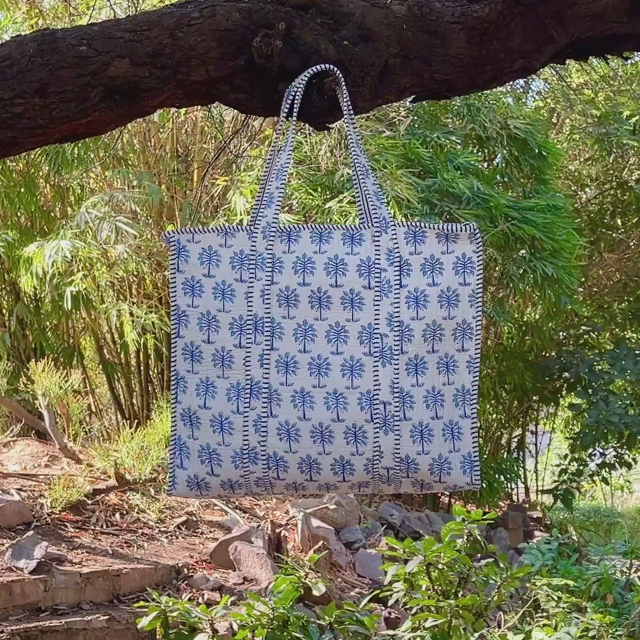 Handmade Cotton Tote Bag | Quilted Block Print Tote | Fabric Shoulder Bag | Boho Everyday Tote | Eco Friendly Gift | Gift For Women's